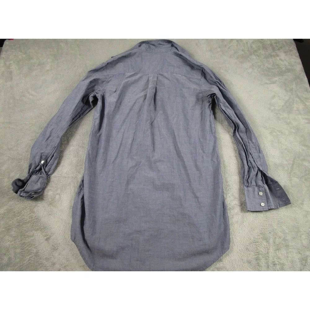 J Crew Top Womens XS Blue Button Up Tunic Casual Preppy Long Sleeve‎